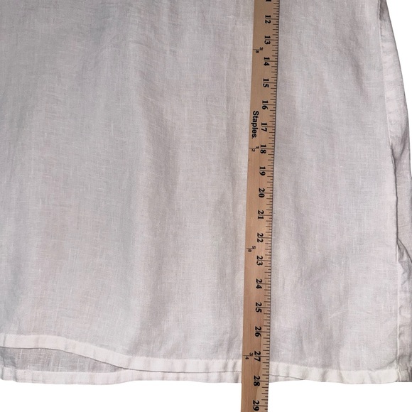 Russ Berens White Linen Tunic Top L Minimalist Coastal Grandma Boho Beach Blouse - Picture 5 of 7